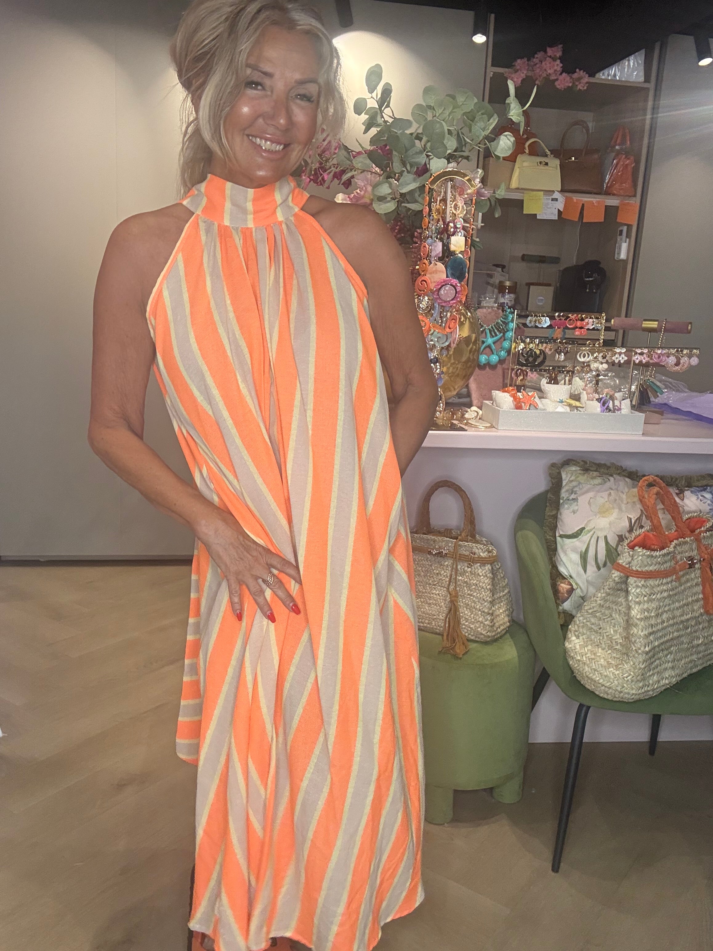 Jurk Halter Oranje Strik